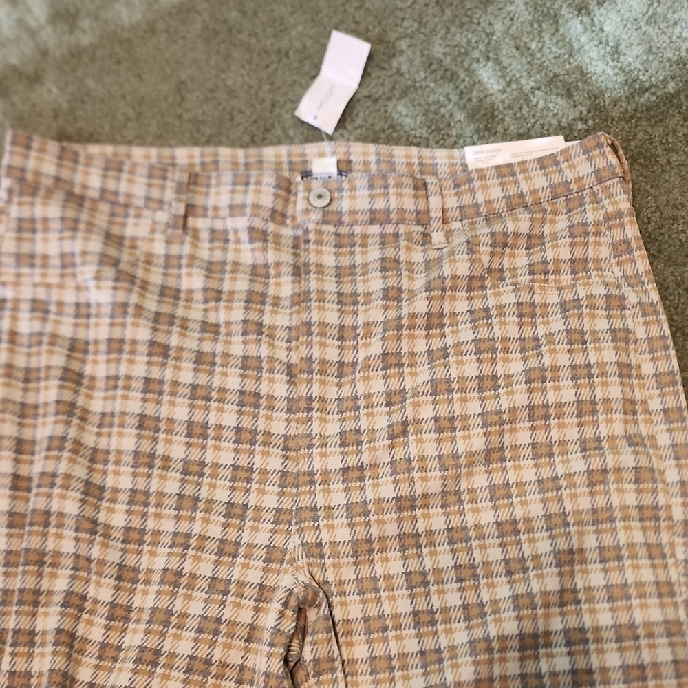Mustard, Beige, And Gray Checkered Pants